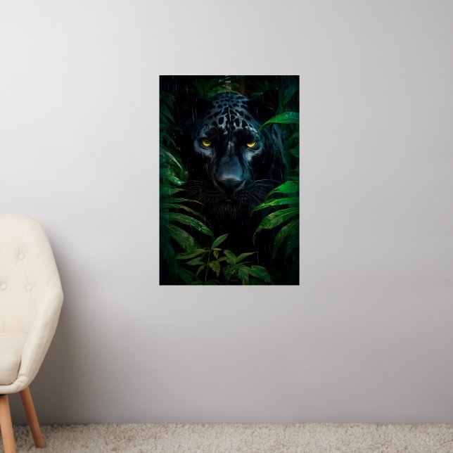 Mysterious Black Panther Jungle Wildlife Design Wall Decal (Living Room 2)