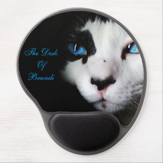 Mysterious Blue Eyed Tuxedo Cat Mouse Pad