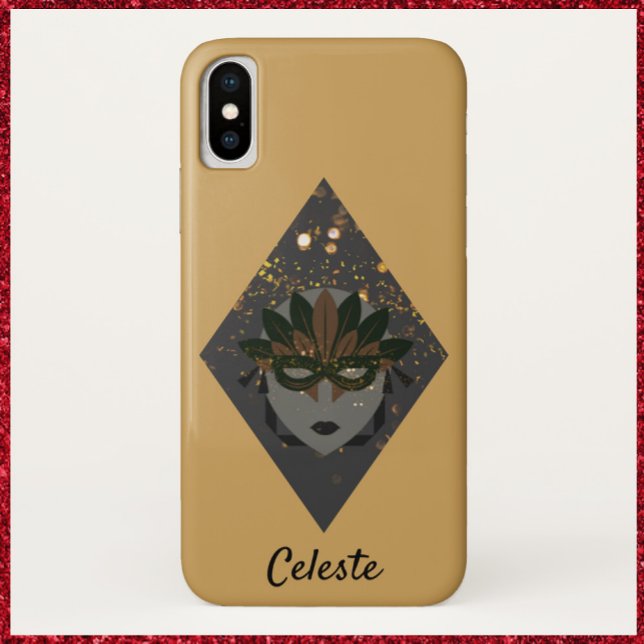 Mysterious Bronze and Black Glitter Masquerade Case-Mate iPhone Case (Creator Uploaded)
