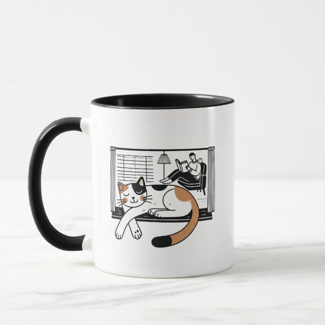 Mysterious Calico Cat and the Phantom Paw Mug (Left)