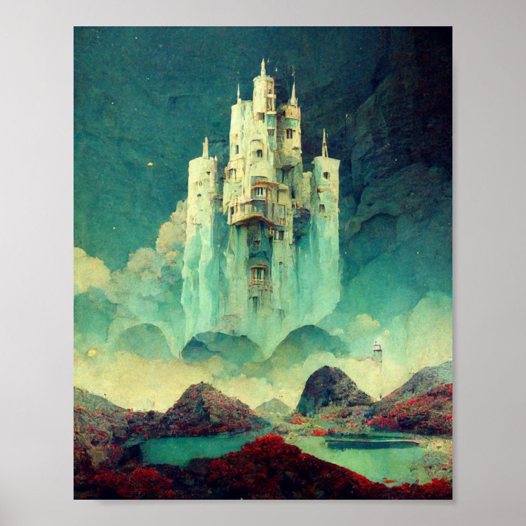Mysterious Castle Fantasy Art Poster | Zazzle