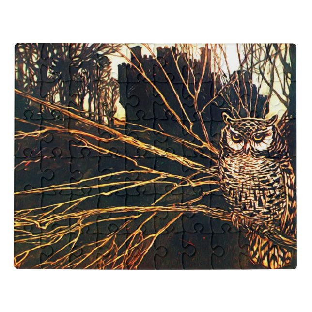 Mysterious castle in the woods and owl jigsaw puzzle (Puzzle Horizontal)