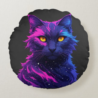 Mysterious Cat Round Pillow