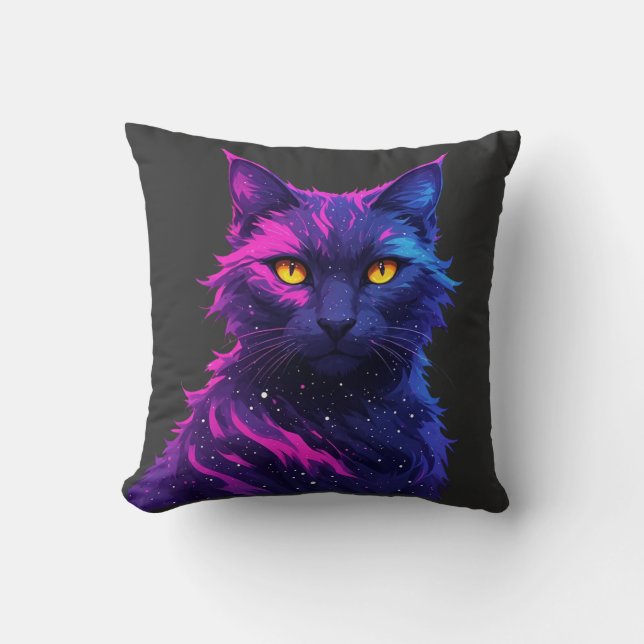Mysterious Cat Throw Pillow (Front)