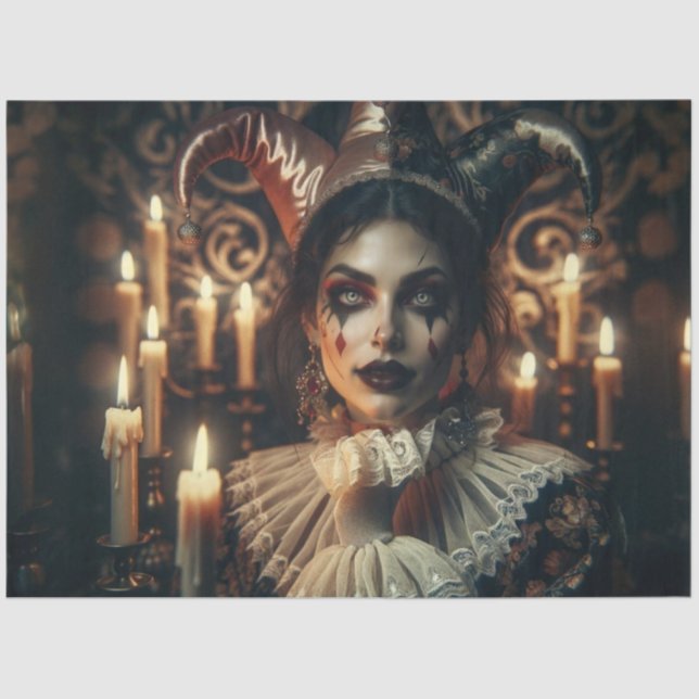 Mysterious Dark Harlequin Bright Eyes Decoupage Tissue Paper (Front)