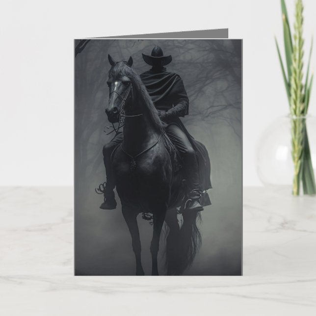 Mysterious Dark Stranger Halloween  Holiday Card (Front)