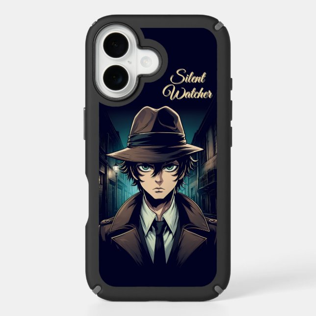Mysterious Detective Noir Character Speck iPhone Case (Front)