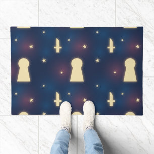 Mysterious Doormat Stars, Knives, Keyholes Pattern