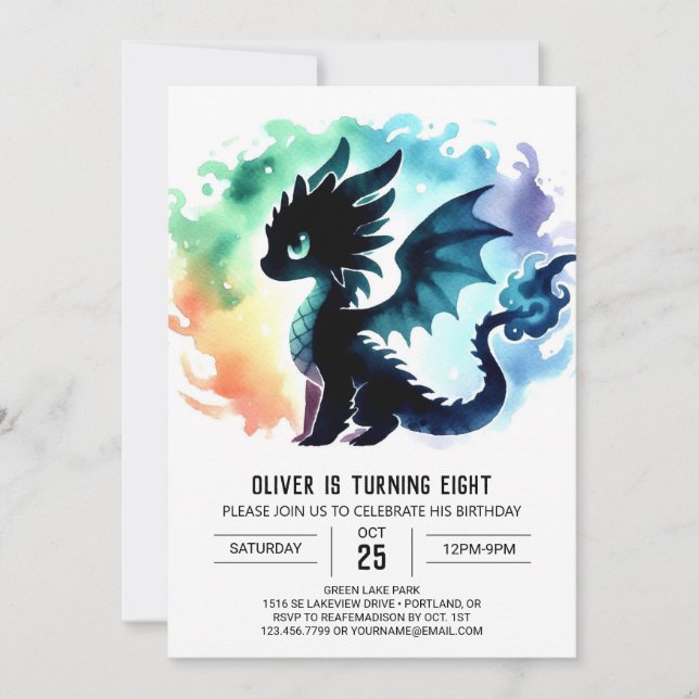 Mysterious Dragon Birthday Custom Invitation (Front)