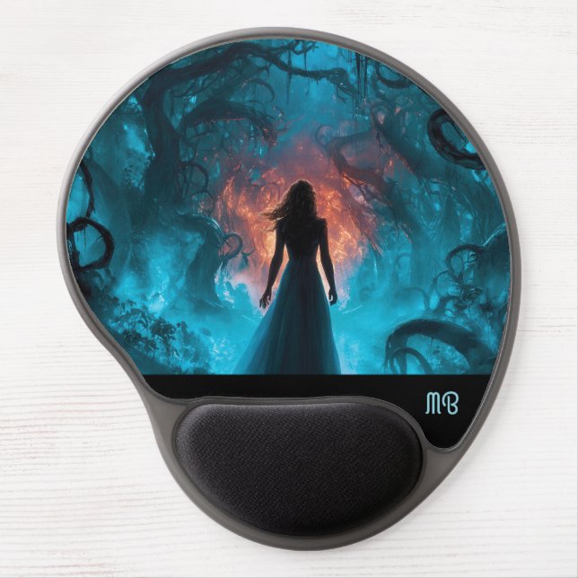 Mysterious Dreamlike Enchanted Dark Magical.Forest Gel Mouse Pad (Front)