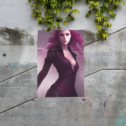 Mysterious Fantasy Art Woman Purple Assassin Poster