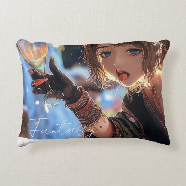 Mysterious Fantasy Girl - Gothic Art Aesthetic Accent Pillow (Front)