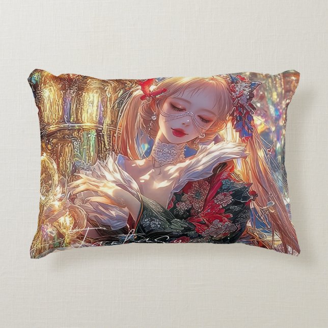 Mysterious Fantasy Girl - Gothic Art Aesthetic Accent Pillow (Front)