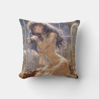 Mysterious Fantasy Girl - Gothic Art Aesthetic Throw Pillow