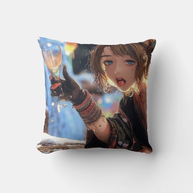 Mysterious Fantasy Girl - Gothic Art Aesthetic Throw Pillow (Front)