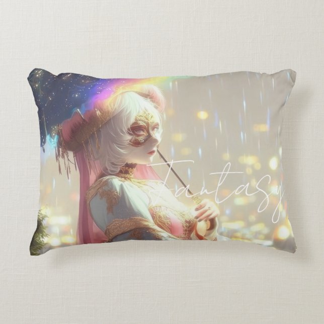 Mysterious Fantasy Girl - Ocean Art Aesthetic Accent Pillow (Front)
