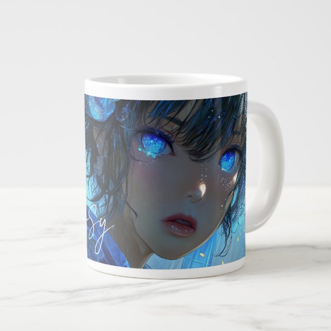 Mysterious Fantasy Girl - Ocean Art Aesthetic Giant Coffee Mug (Front Right)