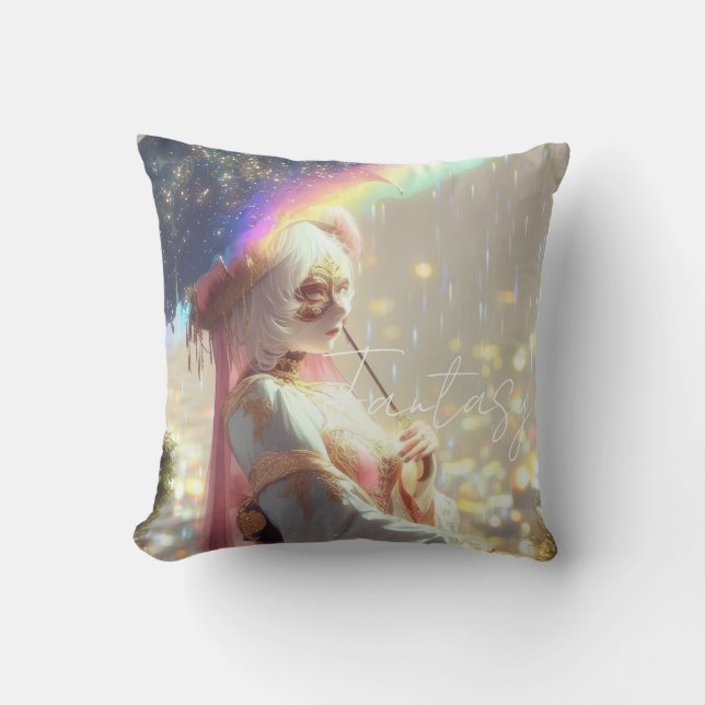 Mysterious Fantasy Girl - Ocean Art Aesthetic Throw Pillow (Front)