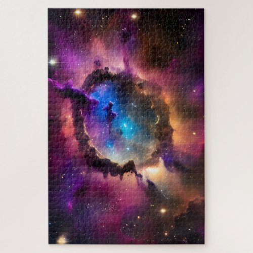 Mysterious figure in clouds in space time universe jigsaw puzzle