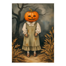 Mysterious Girl with Pumpkin Head – Spooky