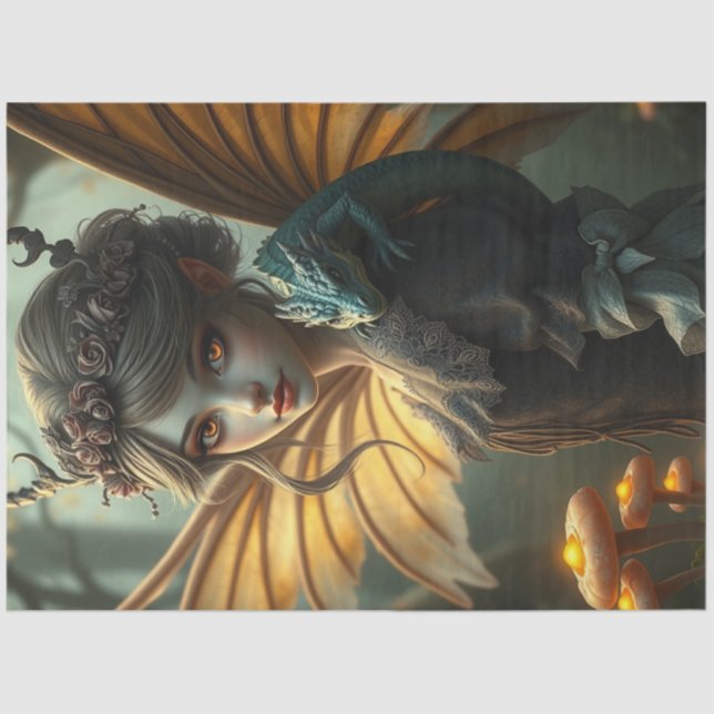 Mysterious Gothic Dragon Fairy  Tissue Paper (Front)