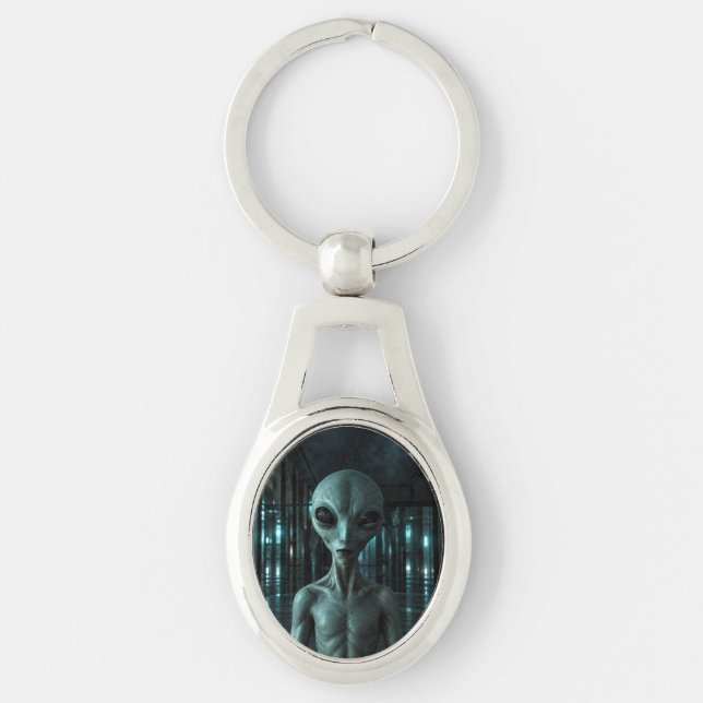 Mysterious Grey Alien Keychain (Front)