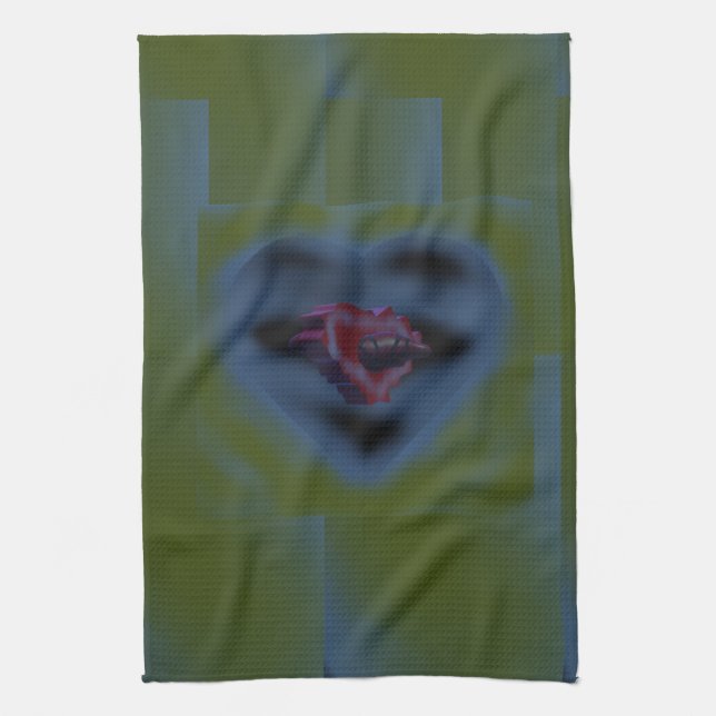 Mysterious hearts art design dark misty colors     kitchen towel (Vertical)