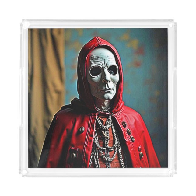 Mysterious Hooded Skull Figure Acrylic Tray (Front)