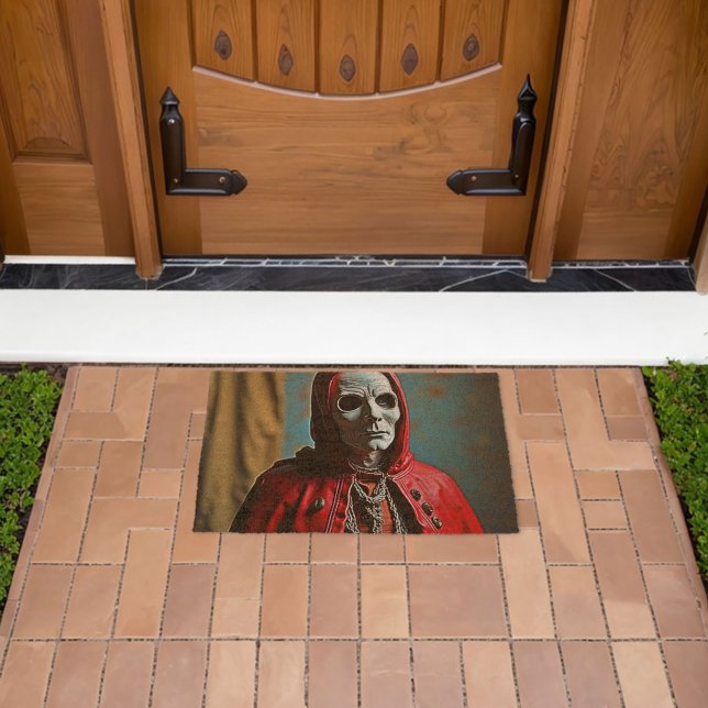 Mysterious Hooded Skull Figure Fiber Doormat (Insitu (Outdoor))
