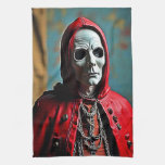 Mysterious Hooded Skull Figure Kitchen Towel
