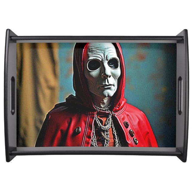 Mysterious Hooded Skull Figure Serving Tray (Front)