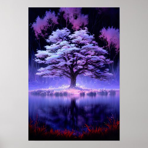 Mysterious Illumination of the Lakes Tree Poster