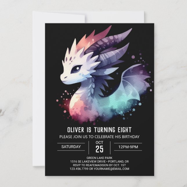 Mysterious Intense Dragon Birthday Invitation (Front)