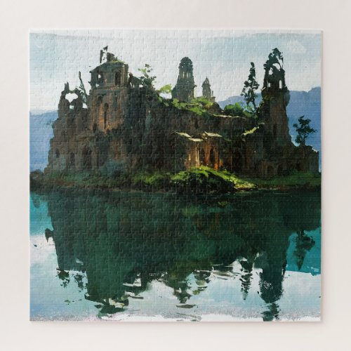 Mysterious Island and Monastery Art Jigsaw Puzzle