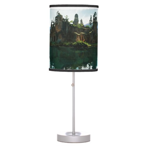Mysterious Island and Monastery Art Table Lamp