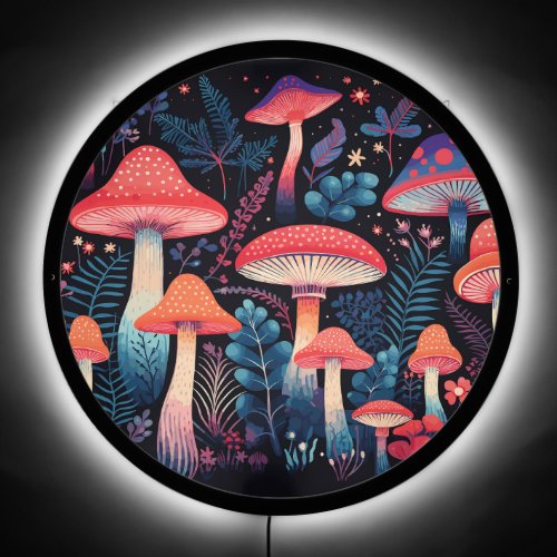 Mysterious Jungle Mushrooms Luminescence LED Sign
