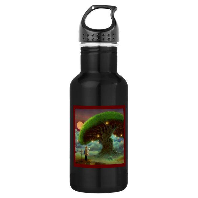 Mysterious Magic Tree at Night Bottle Black (Front)