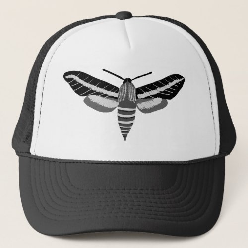 Mysterious Magical Moth Black and White Trucker Hat