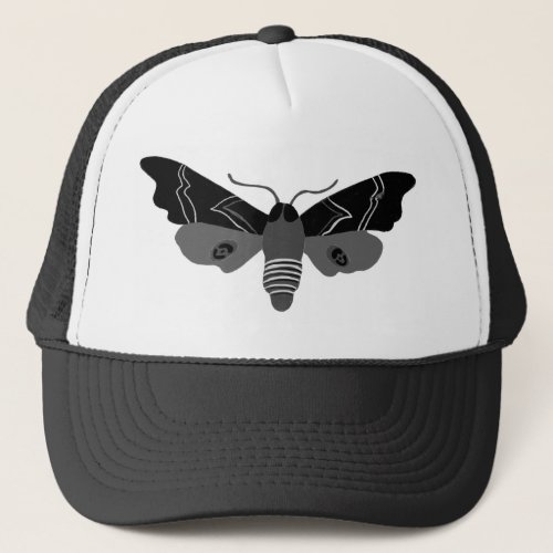 Mysterious Magical Moth Black and White  Trucker Hat