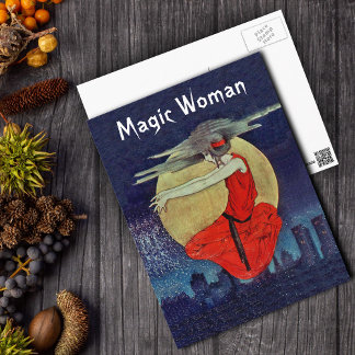 Mysterious Magical Woman in the Moon Magnet Postcard
