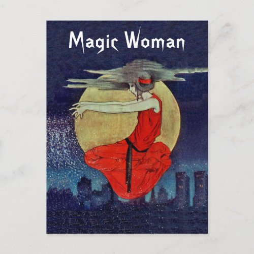 Mysterious Magical Woman in the Moon Magnet Postcard