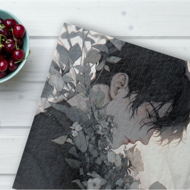 Mysterious Man and Flowers Jigsaw Puzzle (A perfect gift for anime lovers.)