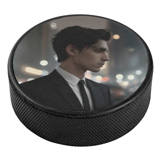 Mysterious Man in Suit at Night – Cinematic Urban  Hockey Puck (3/4)