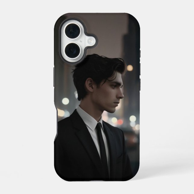 Mysterious Man in Suit at Night – Cinematic Urban  iPhone Case (Back)
