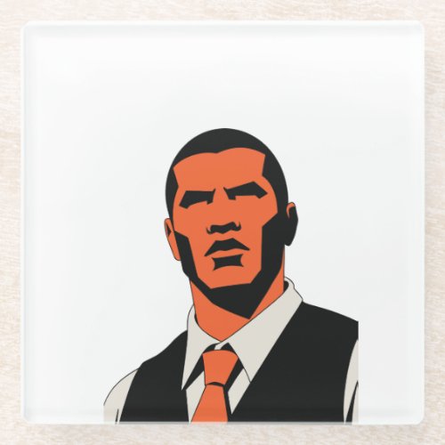 Mysterious man look glass coaster