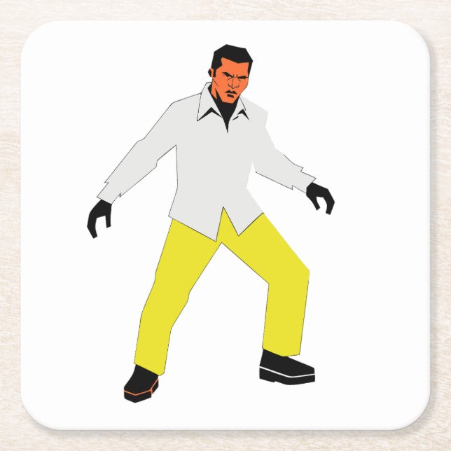 Mysterious man look square paper coaster (Front)