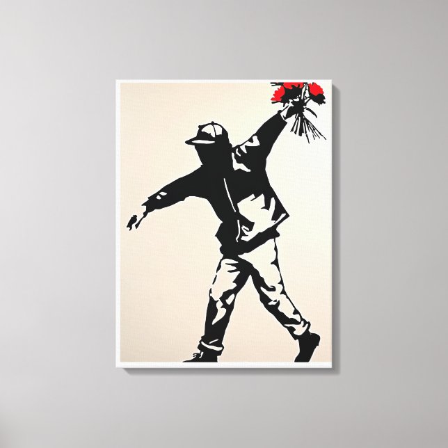 Mysterious Man with Flowers Canvas Print (Front)