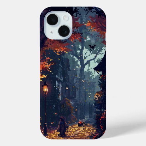 Mysterious Mansion Pixel Art iPhone 15 Case