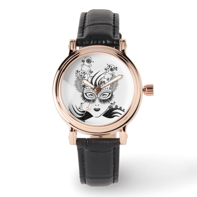 Mysterious Masked Lady with Blue Eyes Watch (Front)