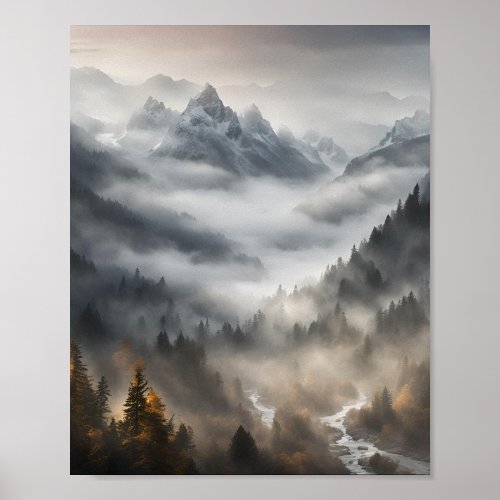 Mysterious Misty Mountains Poster